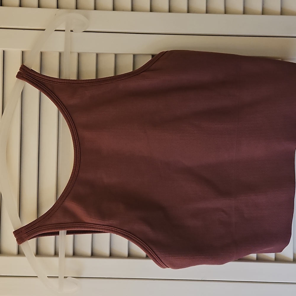 Athleta Ribbed Mauve Crop Tank Top